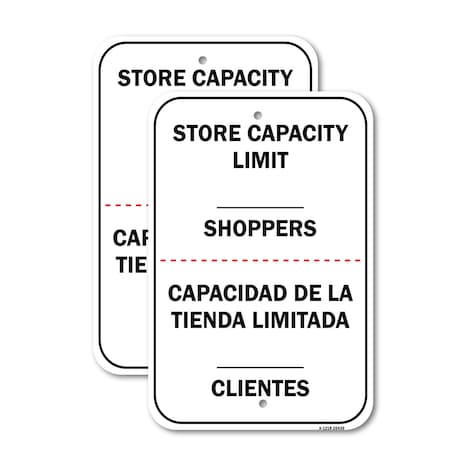 Signmission Store Capacity Limit Shoppers Spanish, 12'' X 18'' 2 Signs, Heavy Gauge Aluminum, 2PK A-1218-2PACK-25439