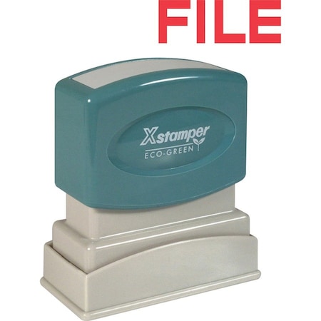 Shachihata Xstamper Pre-Inked Message Stamp, FILE, 1-5/8" x 1/2", Red 1051
