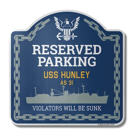 Signmission USS HUNLEY AS 31, 18 Inch x 18 Inch, Heavy Gauge Aluminum A-DES-N-1818-3597