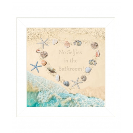Homeroots No Selfies in the Bathroom Sea 1 White Framed Print Bathroom Wall Art 407824