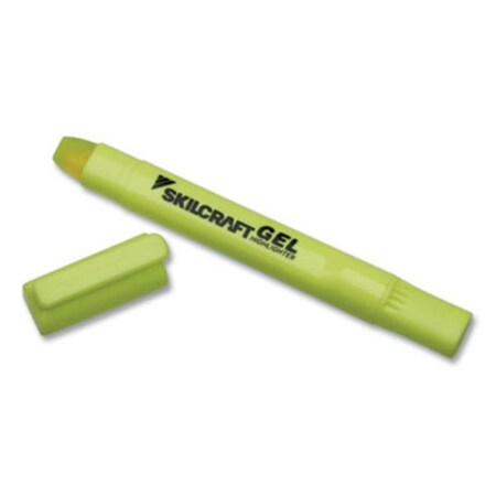 Made-To-Stick Skilcraft Gel Highlighter - Fluorescent Yellow Ink  Chisel Tip  Yellow Barrel  4 Per Pack MA3767642
