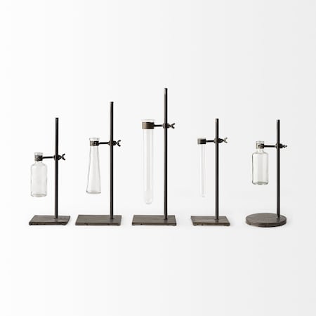 Homeroots Set of Two Dark Brown Abstract Metal Cylinder Table Vases, 2PK 397538