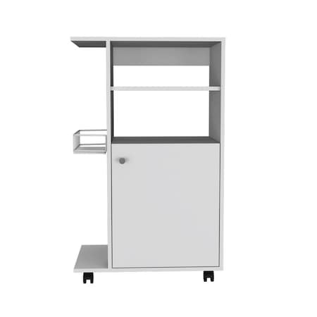 Homeroots White 24in Rolling Kitchen Cart With Storage 477879