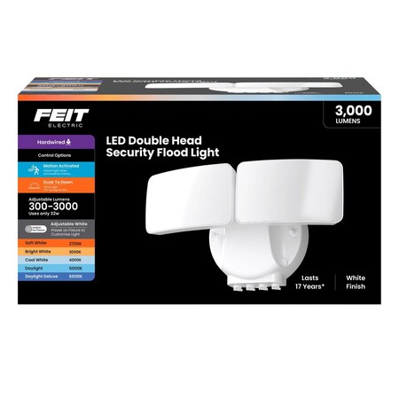 Feit Motion-Sensing Hardwired LED White Security Floodlight S9DF30005CCTMMW