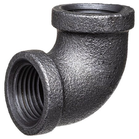 Zoro Select 90 Degrees Elbow Black Coated Malleable Iron Pipe Fitting, 3/8" Pipe, Female BSPT, Malleable Iron 793FE4