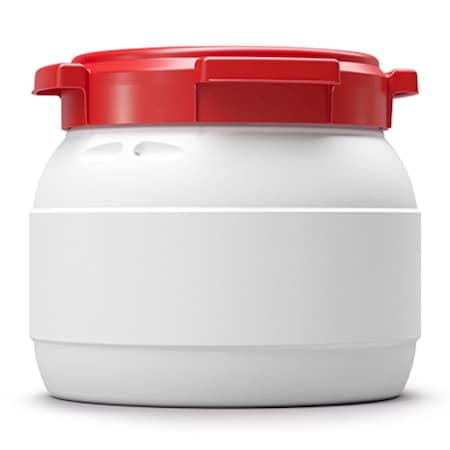Curtec Wide Neck Drum with lid, HDPE, 10L, white - red with label area 7011-61-046
