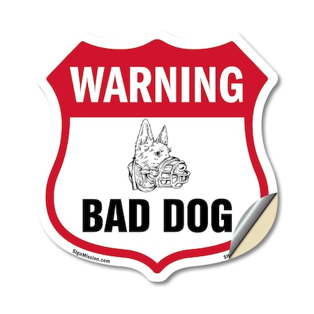 Signmission Dog Warning Shield Sign Bad Dog, 12 Inch X 12 Inch, Vinyl Decal SHI-D-12-377