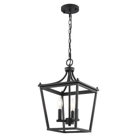 Vaxcel Cottage Grove 3-Light Matte Black Traditional Open Cage Lantern Pendant Light P0477