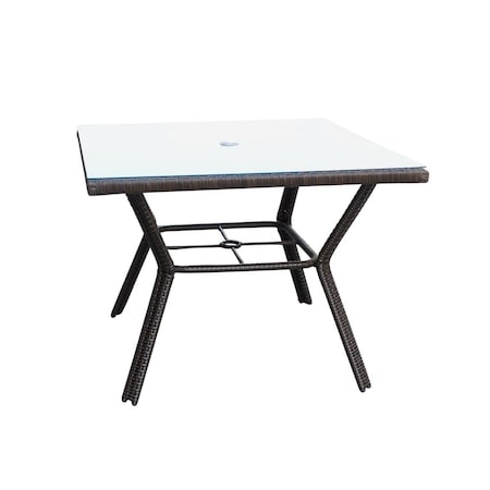 Seatsolutions 5 mm Resin wicker Square Dining Table with Tempered Glass SE3009382