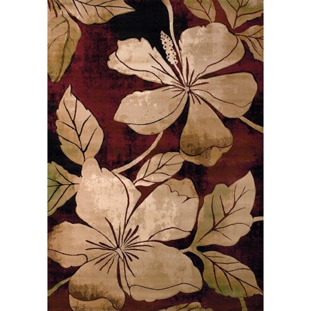 United Weavers 1 ft. 10 in. x 2 ft. 8 in. Contours Floral Canvas Accent Rug, Burgundy 510 28834 24