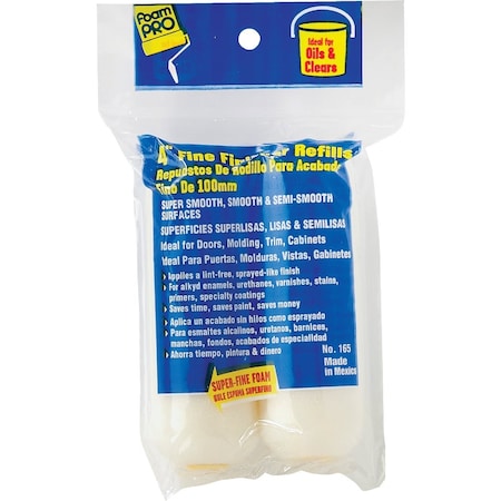 Foampro Fine Finisher 4'' Mini Foam Roller Cover, 2PK 165
