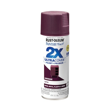 Rust-Oleum Spray Paint, Aubergine, Satin, Solvent, 12 Oz 257419