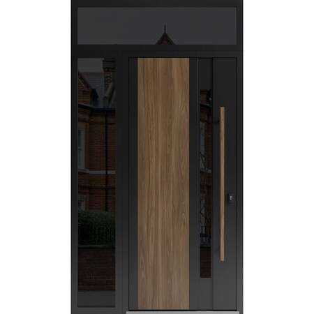 Vdomdoors Steel Door Dekton 0163 Venezia Noce 96вЂќ/ Side and Top Exterior Window Sidelite Entry Door Painted DEKTON0163EXD-VEN-W36+16xH96+16-LH-I