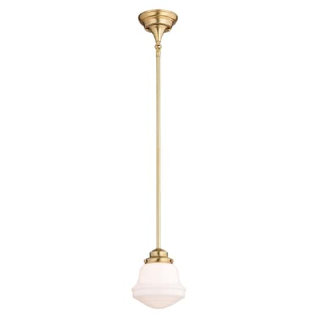 Vaxcel Huntley LED Compatible Gold Brass Farmhouse Mini Pendant Ceiling Light White Schoolhouse Glass P0402