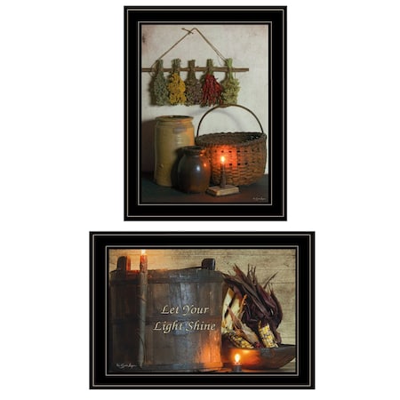Homeroots Set Of Two Let Your Light Shine 2 Black Framed Print Wall Art, 2PK 407104
