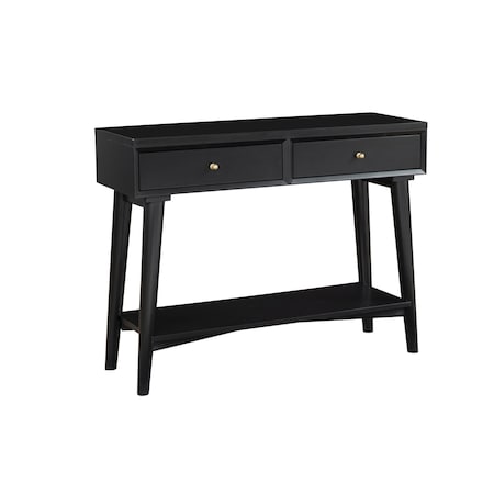 Homeroots 42" Black Floor Shelf Console Table With Shelves And Drawers 524159