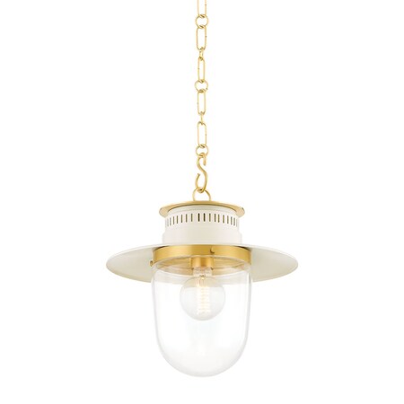 Mitzi Zio & Sons X Nori 1 Light Pendant 18.25 In. Aged Brass/Soft Cream H773701S-AGB/SCR