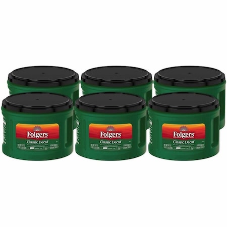 Folgers Ground Classic Decaf Coffee, Medium, 19.2 oz Per Canister, Ground, Classic, Decaffeinated, 6PK 30406
