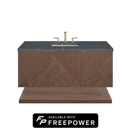 James Martin Vanities Marcello 48 in. Single Vanity, Chestnut w/ 3 CM Parisien Bleu Silestone Top D200-V48-CSN-FPBL