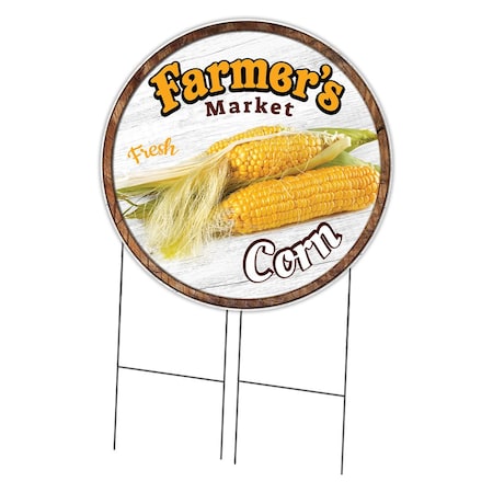 Signmission Corrugated Plastic Sign With Stakes 36in Circular-Farmers Market Corn, C-36-CIR-WS-Corn C-36-CIR-WS-Corn