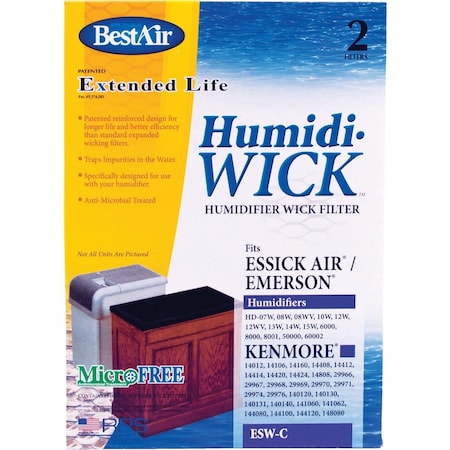 Bestair Extended Life Humidi-Wick Humidifier Wick Filter, 2PK ESW