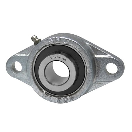 Ami Bearings SINGLE ROW BALL BEARING - 1in MEDIUM SET SCREW NICKEL 2-BOLT FLANGE UCFLX05-16NP