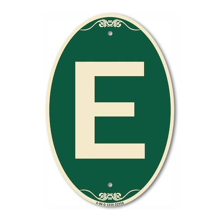 Signmission Letter E, 12 Inch X 18 Inch Architectural Oval, Heavy Gauge Aluminum A-OV-G-1218-22956