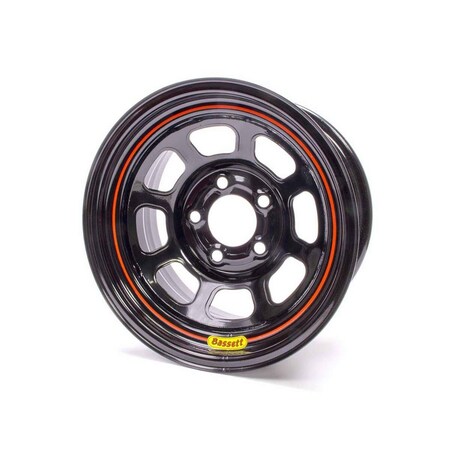 Bassett 58SC1 15 x 8 in. D-Hole Lightweight Spun with 5 x 4.75 in. Bolt Pattern, Black -1 in. Backspace BAS58SC1