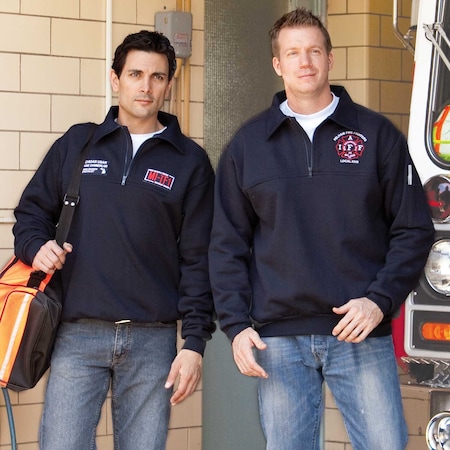 Game Workwear Quarter-Zip Sweatshirt, 80/20 Cotton/Polyester Super Weight Fleece, 7 in Molded Zipper, Navy, 2XL 8070