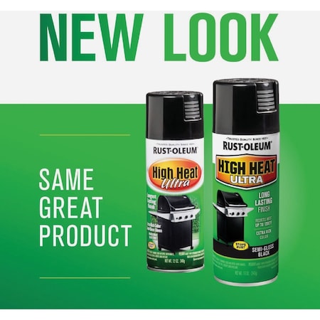 Rust-Oleum Semi-Gloss Ultra Black 12 Oz. High Heat Spray Paint 241169