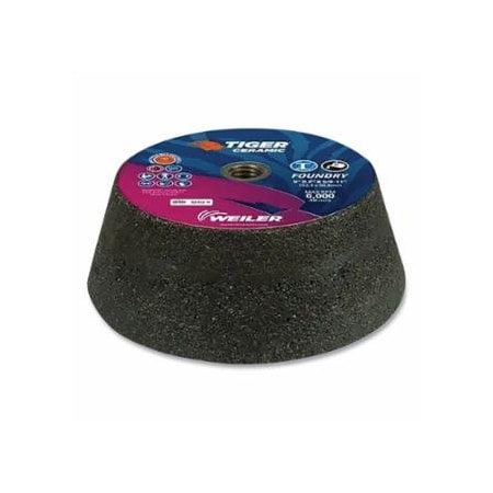 Weiler Tiger Flaring Cup Wheel, 6 in/4-3/4 in dia x 2 in Thick x 5/8 in-11 Arbor, 1-1/2 in Rim, 16, 5PK 804-68400