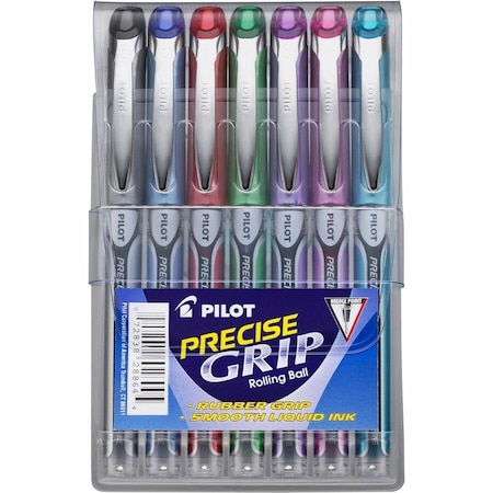 Pilot Precise Grip Rolling Ball Pen, Extra Fine, 0.5mm, Assorted Ink, 7/Pack 28864