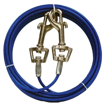 Boss Pet PDQ Pet Tie-Out Belt with Twin Swivel Snap, 30 ft L Belt/Cable, For: Medium Dogs Up to 35 lb Q233000099