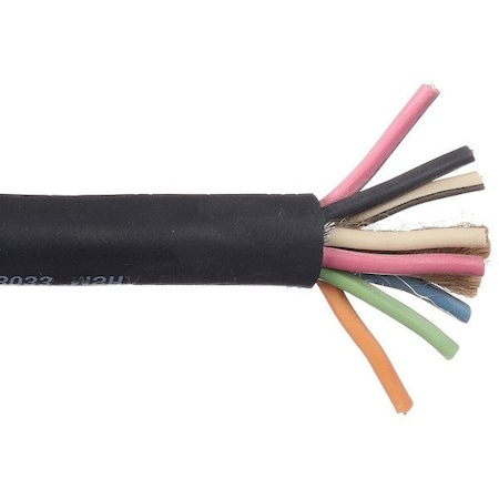 Carol Portable Cord, SOOW, 16 AWG, 8 C, Black, Thermoset, Stranded, 600 V, Outdoor, 10 ft 09608
