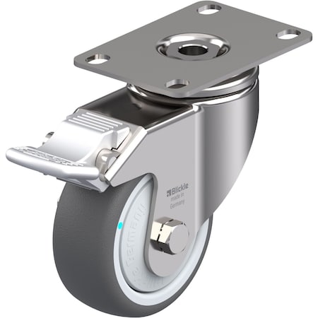 Blickle Swivel Plate Caster, PU, 3-1/8", Brake, Caster Load Rating Range: Light-Duty LKPXA-PATH 80KFD-12-FI
