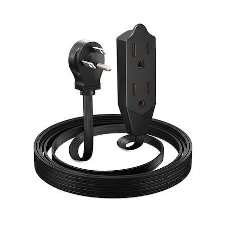 Maximm 3ft Multi-Outlet 3-Prong Angled Flat Plug Extension Cord, UL, Black ADW-45-3303-B