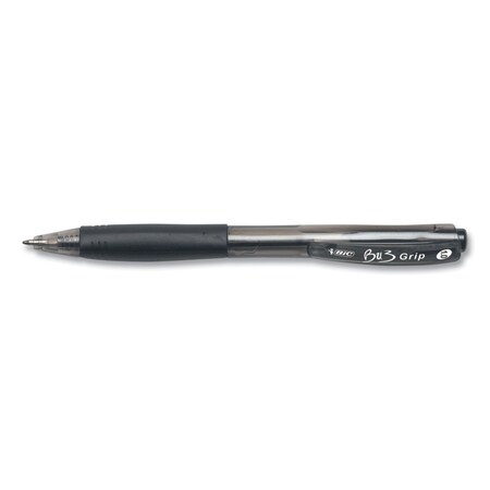 Bic BU3 Ballpoint Pen, Retractable, Medium 1 mm, Black Ink, Black Barrel, PK18, 18PK BU3P18-BLK