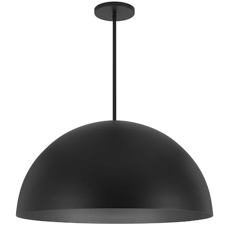 Homeroots 32" Black Aluminum Dome LED Dimmable Outdoor Pendent Hanging Light 683472