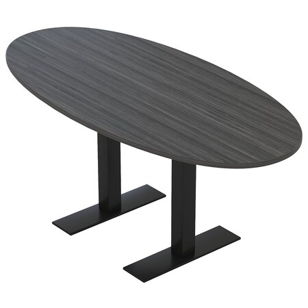 Skutchi Designs 6 Person Conference Table With Power Unit | 6' Boval Table | Harmony Series HAR-BOVL-36X72-T.BK-WA7949-NA
