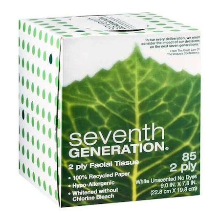Seventh Generation 2 Ply Facial Tissue 100 Percent Recycled, 85 Tissues per box, 36PK 668657