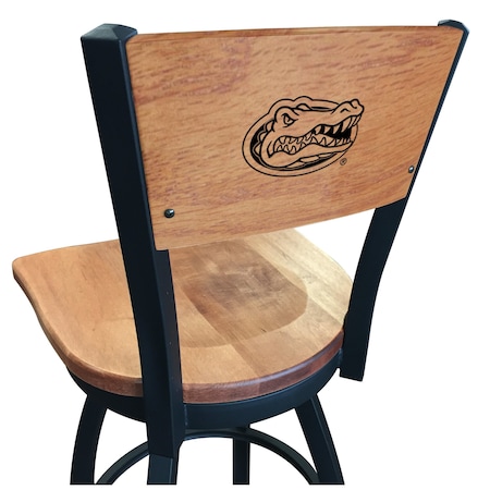 Holland Bar Stool Co 25" Blk Wrinkle Florida Swivel Bar Stool, Laser Engraved Back L03825BWMedMplAFlorUnMedMpl