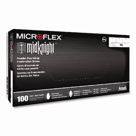 Ansell MICROFLEX MidKnight Powder-Free Nitrile Gloves, XXL, 9.6" Long, Black, 100PK MK-296-XXL
