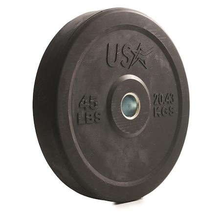 Troy Barbell 45 lbs USA Rubber Bumper Plate, Black GBO-045SBP