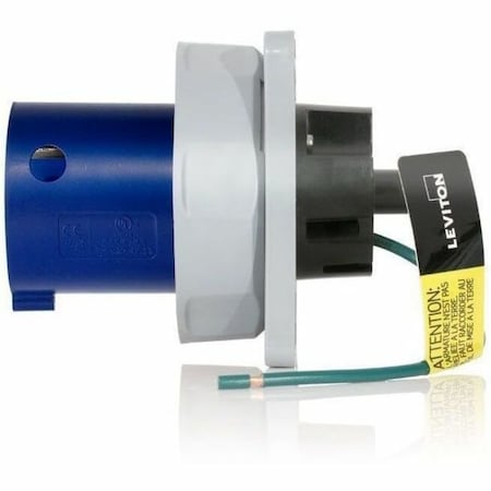 Leviton Pin & Sleeve Inlet, 100/125 A, 120/208V AC, Three Phase, 4 Pole, IEC Grounding, Blue 5100B9WLEV