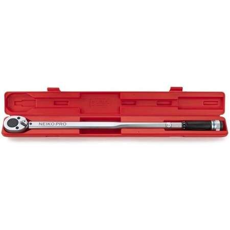 Neiko 0.75 in Dr. Adjustable Click Torque Wrench, SAE, 50-300 Ft-Lb, 34 in Length 03711B