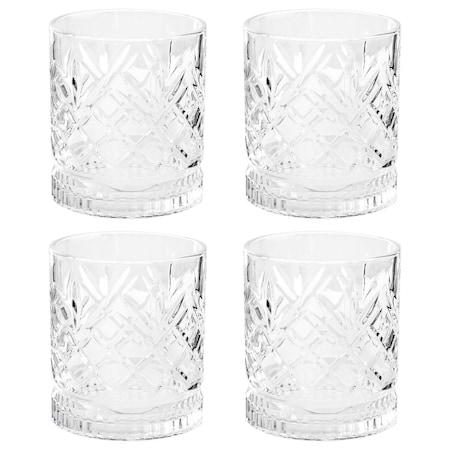Gibson Home 4 Piece 13 Ounce Diamond Embossed Double Old Fashioned Glassware Set 142172.04