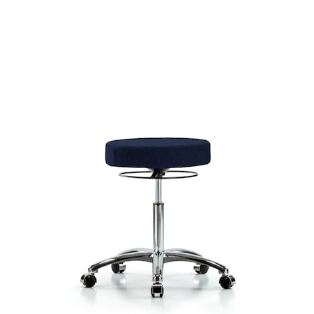Blue Ridge Ergonomics Rutledge Fabric Stool without Back Chrome - Medium Bench Height with Casters in Navy Fabric BR-FMBSO-CR-NF-CC-F45