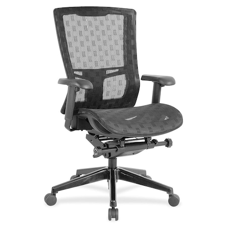 Lorell Checkerboard Design High-Back Mesh Chair - Black 85560