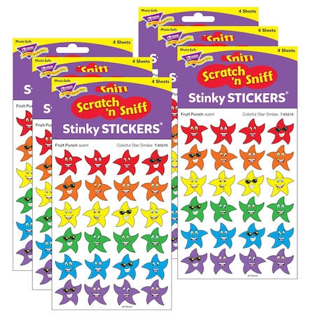 Trend Colorful Star Smiles/Fruit Punch Stinky Stickers, 96-Piece Set, 6PK T83216