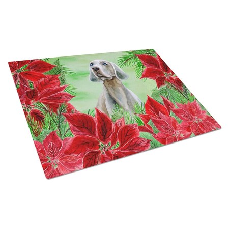 Carolines Treasures Weimaraner Poinsettas Glass Cutting Board, Large CK1322LCB